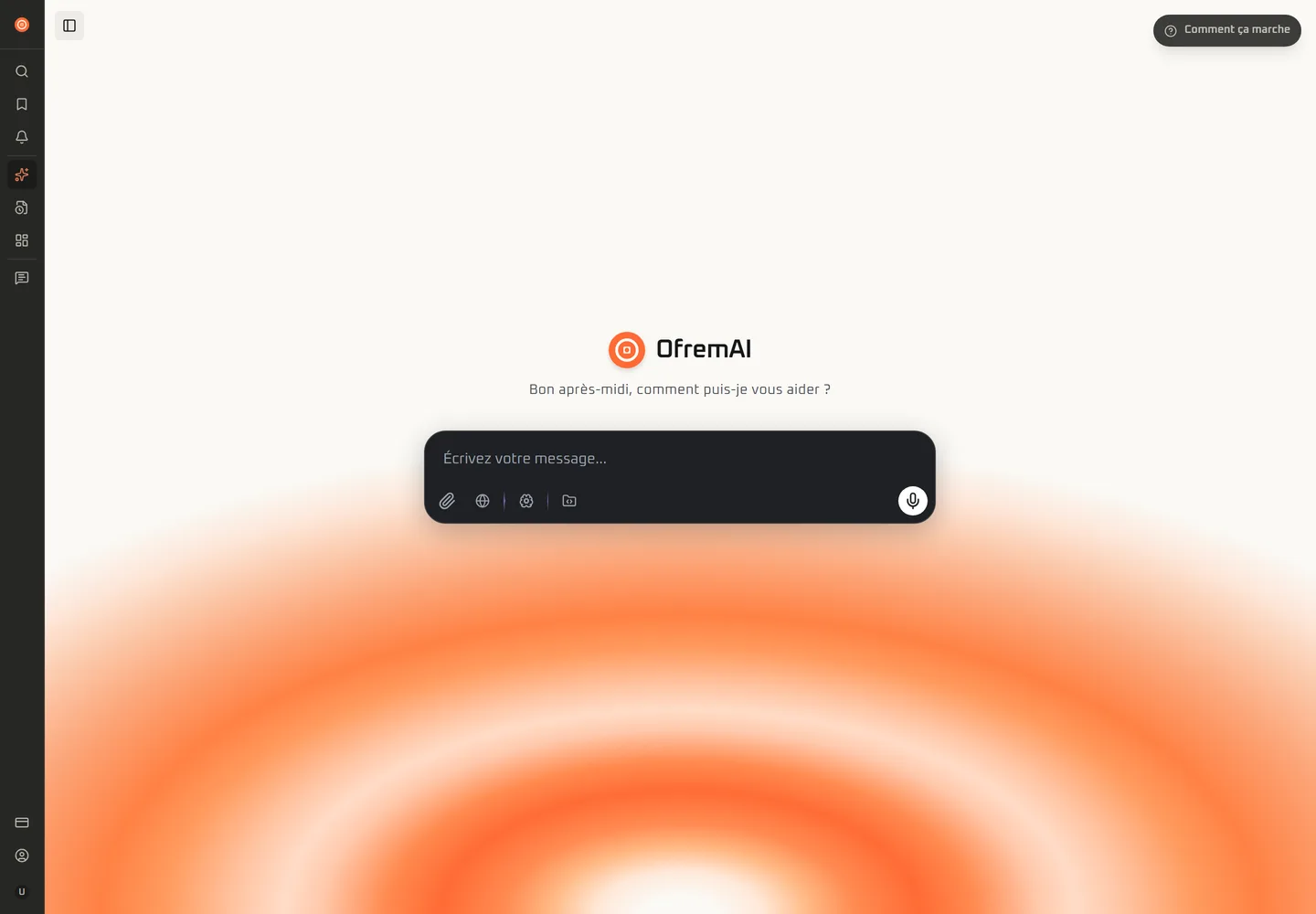 L'écran OfremAI : posez votre question et l'agent cherche pour vous